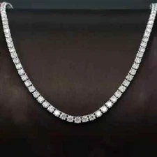 20Ct Round Cut Lab Created 4MM Diamond Tennis Necklace 14k White Gold Plated 18"