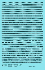 K4 HO Scale Water Slide Decals Black 1/8 Inch Bold Gothic Letter Number Alphabet