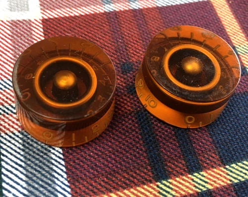Two Amber Gibson Les Paul Guitar Speed Knobs~ SG, ES, Custom Shop,2,Pair