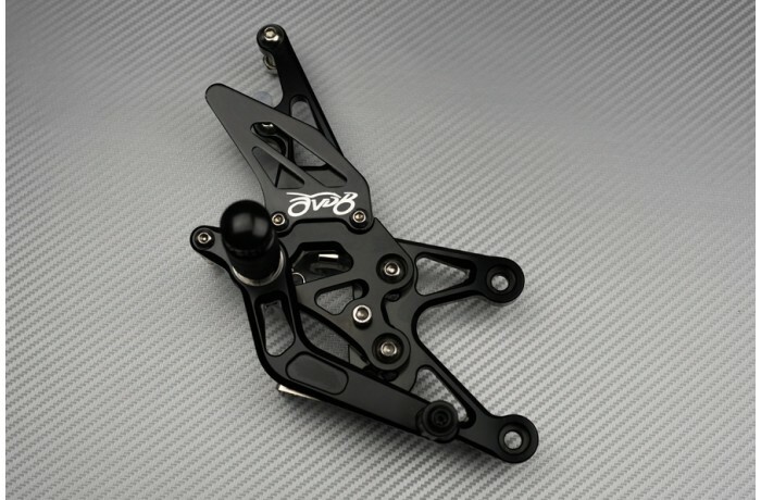 Commandes reculées bleues en alu CNC pour moto Yamaha YZF R1 2007