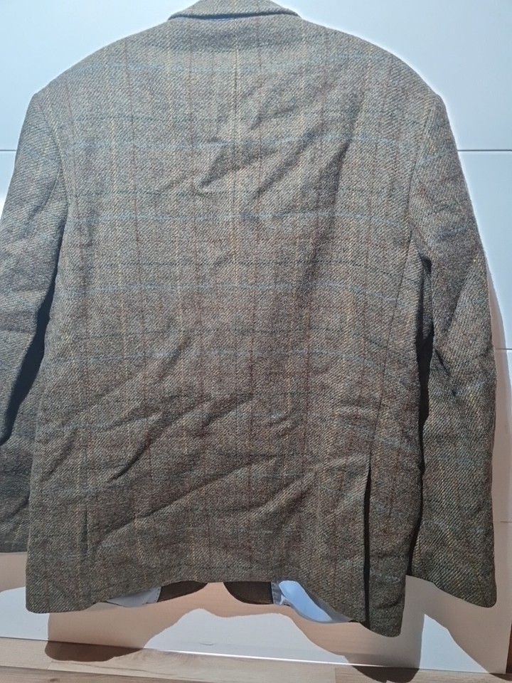 M & S Blazer Size 42" R Regular Moon Tweed Jacket Green Luxury Check