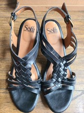 Sofft Black Braided Block Heel Sandal Size 8 FREE SHIPPING. NEW WITHOUT BOX