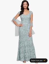 Alex Evenings Women Long Sleeveless Mother Of The Bride Dress with Shawl Size 8
