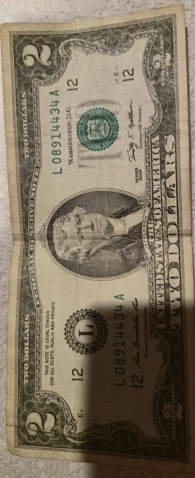 2009 Series $2 Bill VERY RARE LOW SERIAL # L Series (Starts In L 0)  NM 🙌 - Image 2 of 2