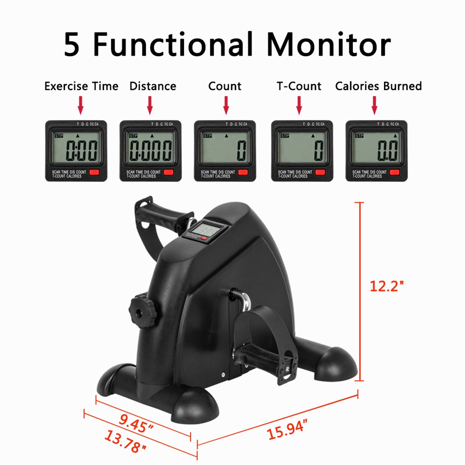 Mini Exercise Bike for Home Use, Portable Hand & Foot Pedal Trainer, LCD Display