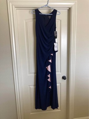 Betsy & Adam NWT Navy Blue Ruffle Evening Gown Dress size 8 | eBay