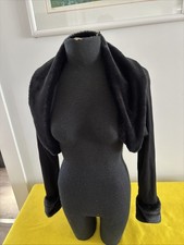 NEW FASHION NOVA BLACK SWEATER Cropped MAJESTIC FAUX FUR COLLAR and sleeves XL