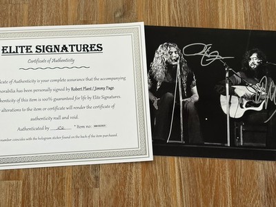 Robert Plant And Jimmy Page Autograph 8x10 photo, signed, authentic, COA