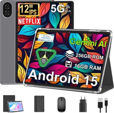 2025 12 Zoll Android15 Tablet 16GB+256GB Octa-Core 8000mAh Dual 4G LTE 2K IPS