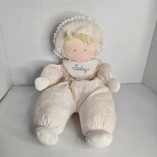 Vintage Eden Cloth Rag Doll Baby Bib Bonnet Plush Stuffed Toy