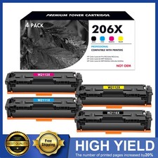 4PK W2110X For HP 206X Toner Set Color LaserJet Pro MFP M283fdw M283cdw No Chip