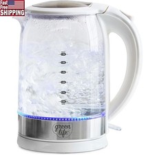 Cordless Electric Glass Kettle W/ Filtered Spout One-Touch Auto Shutoff New