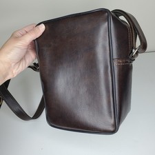 Vintage BROWN Faux Leather CAMERA BAG Padded Brown Inside