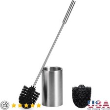 Stainless Steel Toilet Brush Set Long Handle Toilet Cleaning Brush Holder New