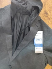 Haggar Mens Smart Wash Tailored Fit HOODIE Sport Coat Gray 40/42 Med NWT HOCO