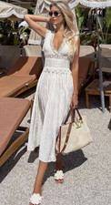 ZARA NWT WOMAN SS25 $119 ZW COLLECTION LACE STRAP DRESS ECRU| 6895/249 SIZE M