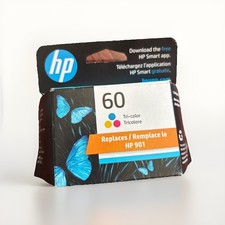 Genuine New HP 60 Tri Color Ink Cartridge CC643WN Dated Oct 2025