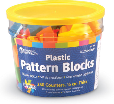 Brights Plastic Pattern Blocks, Geometry for Kids, Develops Shape and Color Reco