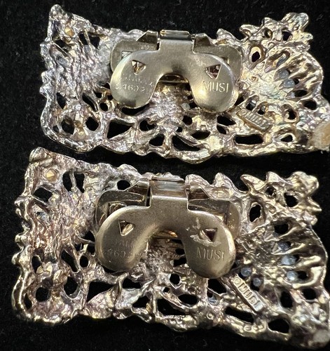 Vintage Musi Shoe Clips Buckles Multicolored Rhinestones Ornate Filigree - Picture 5 of 5