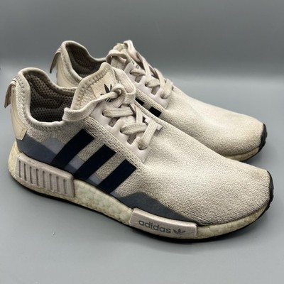 Adidas NMD R1 Shoes Womens Size 7.5 Beige Cream Knit Athleisure Sneakers EE5176
