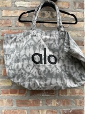 Alo Yoga Fitness Gym Casual Tie Dye Gray Shopper Shoulder Tote Bag Large NEW
