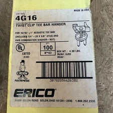 CADDY ERICO 4G16 TWIST T-BAR HANGER FIXTURE SUPPORT CLIP, 15/16"-1", (100-PACK)