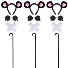 Mouse Costume Accessories Set - Ears, Headband, Sunglasses More 12 Pcs