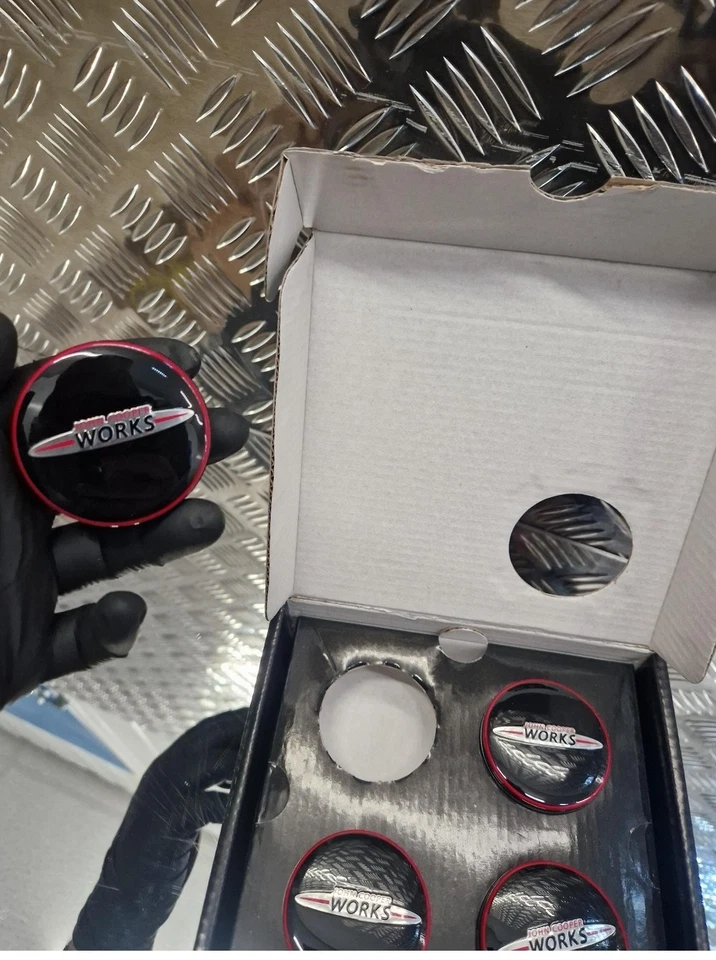 56mm John Cooper Works Style Wheel Float Center Caps Set X4 | Red & Black Finish - Image 4 of 4