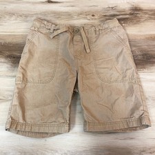 Lands End Kids Khaki Cargo Shorts Drawstring Elastic Waist Medium 10 12