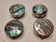 Group of 4 ROUND Mexico Alpaca Abalone Pill Trinket Boxes