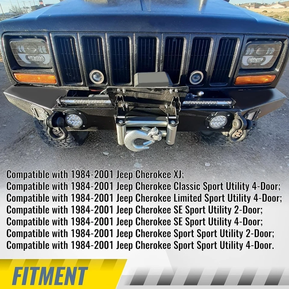 For Jeep Cherokee XJ 1984-2001 Front Winch Bumper Bare Metal Complete Kit - Image 2 of 4