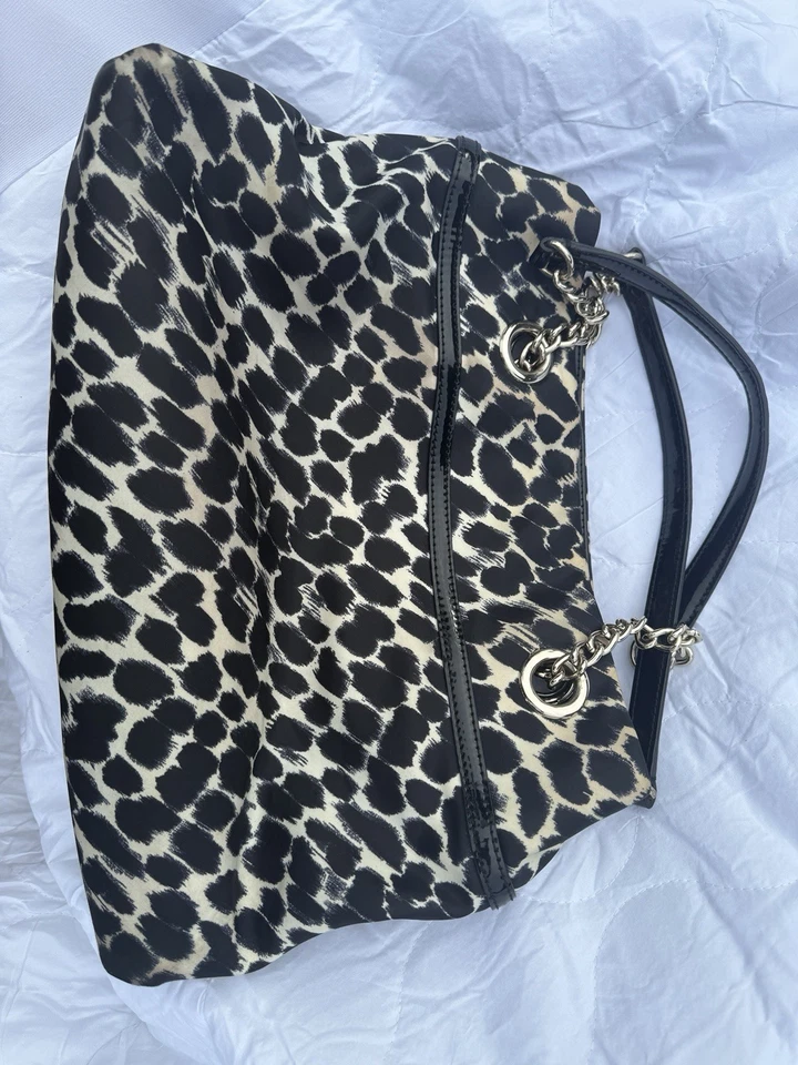 Bolso de Mano Kate Spade Vintage Estampado Animal Cartera con Forro Rosa y Borde de Cuero Foto 2 de 4