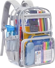 Clear Backpack for School, Heavy Duty PVC Large Transparent Bookbag Large Capa