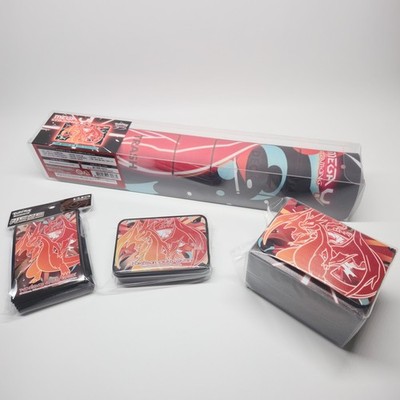 Pokemon Official Playmat & Deck Shield & Deck Case & Case Mega Charizard Y Korea