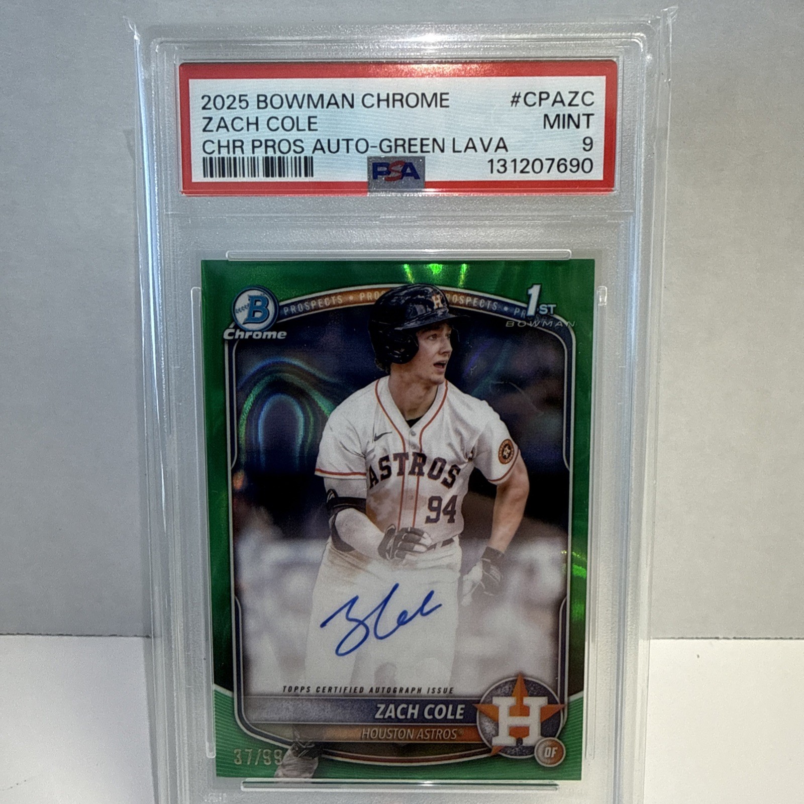 2025 Bowman Chrome Green Lava Refractor 71/99 Zach Cole Auto  #CPA-ZC GS1