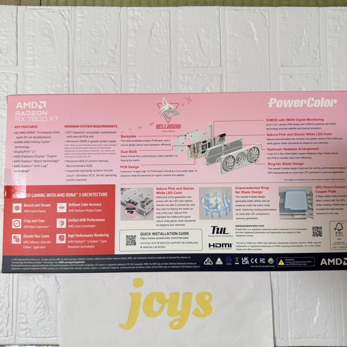 PowerColor Hellhound Sakura AMD RX 7800 XT 16G GDDR6 White/Pink