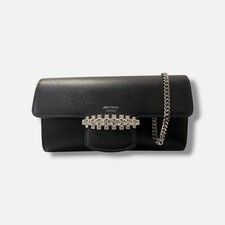 Jimmy Choo Womens Black Leather Embellished B...