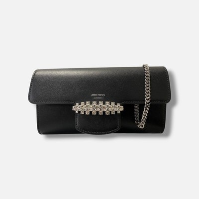 Jimmy Choo Women's Black Leather Embellished Bing Wallet Crossbody Bag