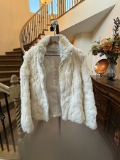 VTG LA RIVA BIANCA Ivory Genuine Rex Rabbit Fur Jacket Coat Full Zip YKK US 6