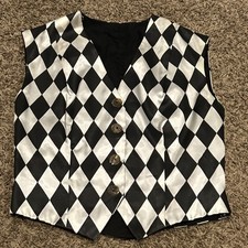 Vintage Child  s Costume Unisex Black White Diamond Satin B10