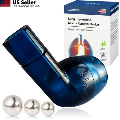 MILLSTEPS Breathing Exercise Device for Lungs,Flutter Valve,Expiratory Blue
