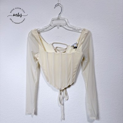 NWT Tic Toc Denice Mesh Long Sleeve Underwire Corset Yellow Whimsigoth Women M