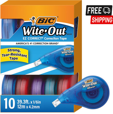 BIC Wite-Out EZ Correct Tear-Resistant Correction Tape with 39.3 ft of Tape, 10-