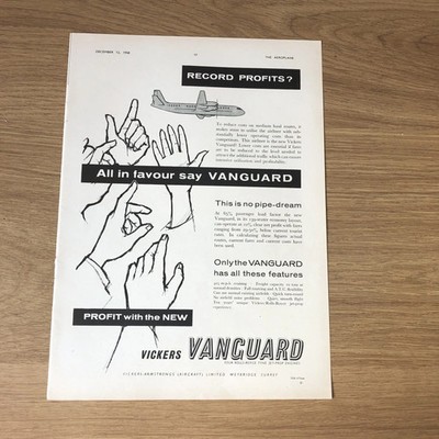 SAIR06 MAGAZINE ADVERT 11X8 THE NEW VICKERS VANGUARD AIRLINER