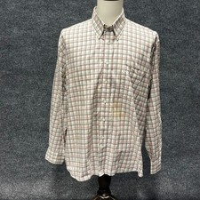 Alan Flusser Shirt Mens XL White Plaid Button Down Long Sleeve Cotton Casual