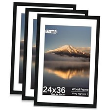 Poster Frame, Display Pictures 20X30 with Mat or Without, Wall 24X36 Black