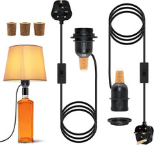 Bottle Lamp Adaptor Kit, 2 Pack Bottle Lamp Kits, Black DIY Lamp Fittings Kit...