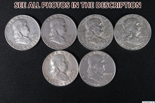 NobleSpirit Desirable 6x $3 FV 1950s Silver Franklin Half Dollar Mixed Lot w BU