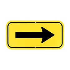 1-Pack 12" x 6" Black Aluminum Reflective One-way Arrow Sign Yellow/Black 