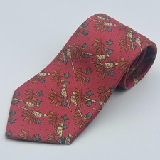 Excellent condition HERMES  beautiful HERMS tie bird floral pattern pink made